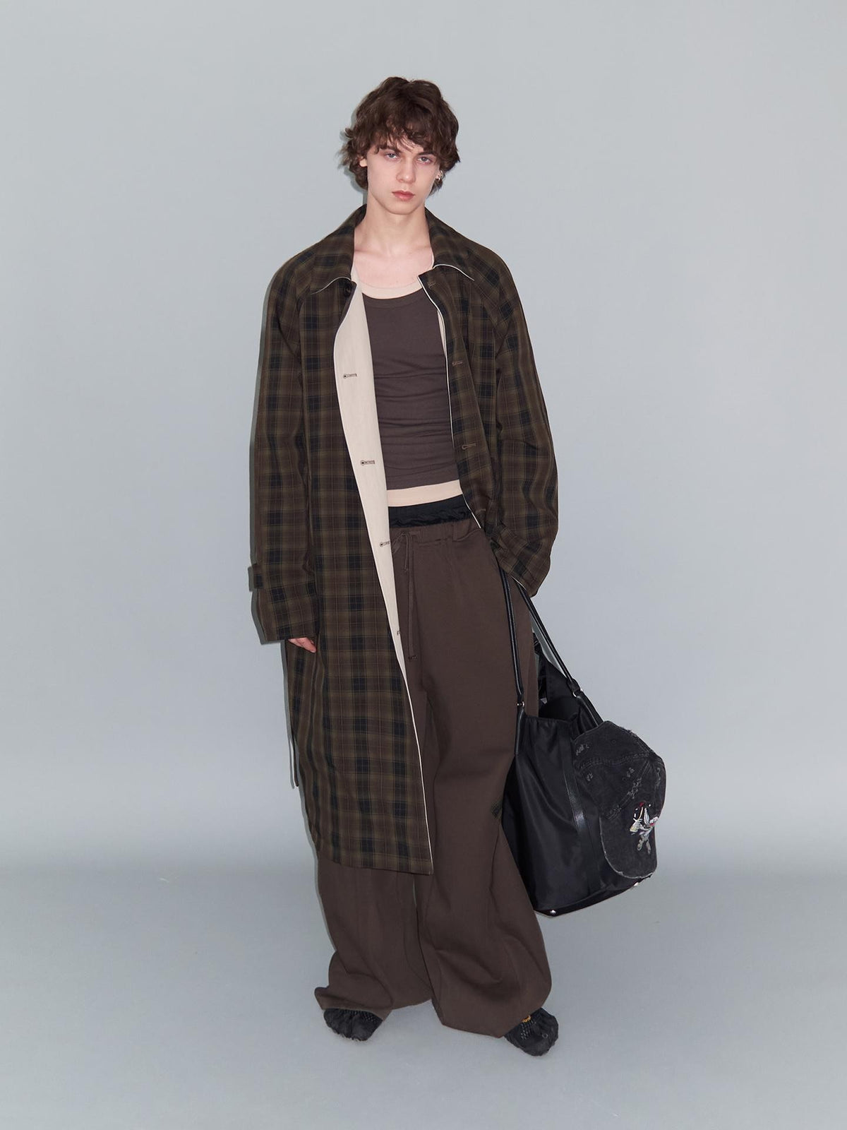 Delivery Plaid Reversible Relaxed Long Square Neck Women&