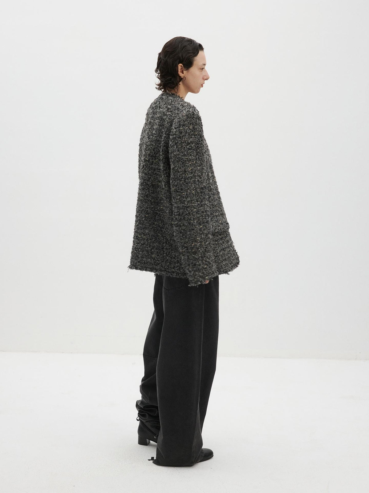 Delivery Raw Edge Collarless Tweed Women&