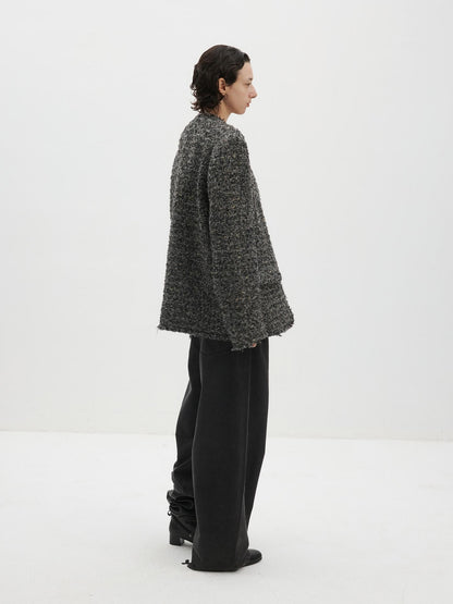 Delivery Raw Edge Collarless Tweed Women&
