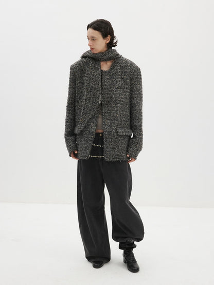Delivery Raw Edge Collarless Tweed Women&