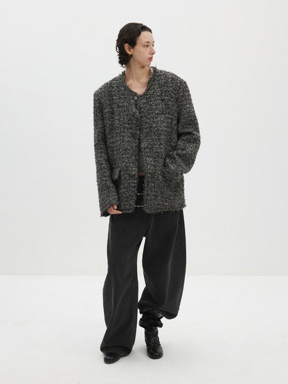 Delivery Raw Edge Collarless Tweed Women&