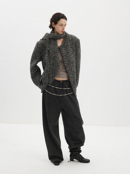 Delivery Raw Edge Collarless Tweed Women&