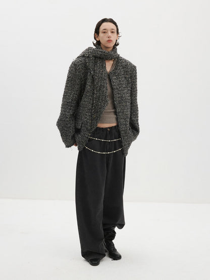 Delivery Raw Edge Collarless Tweed Women&