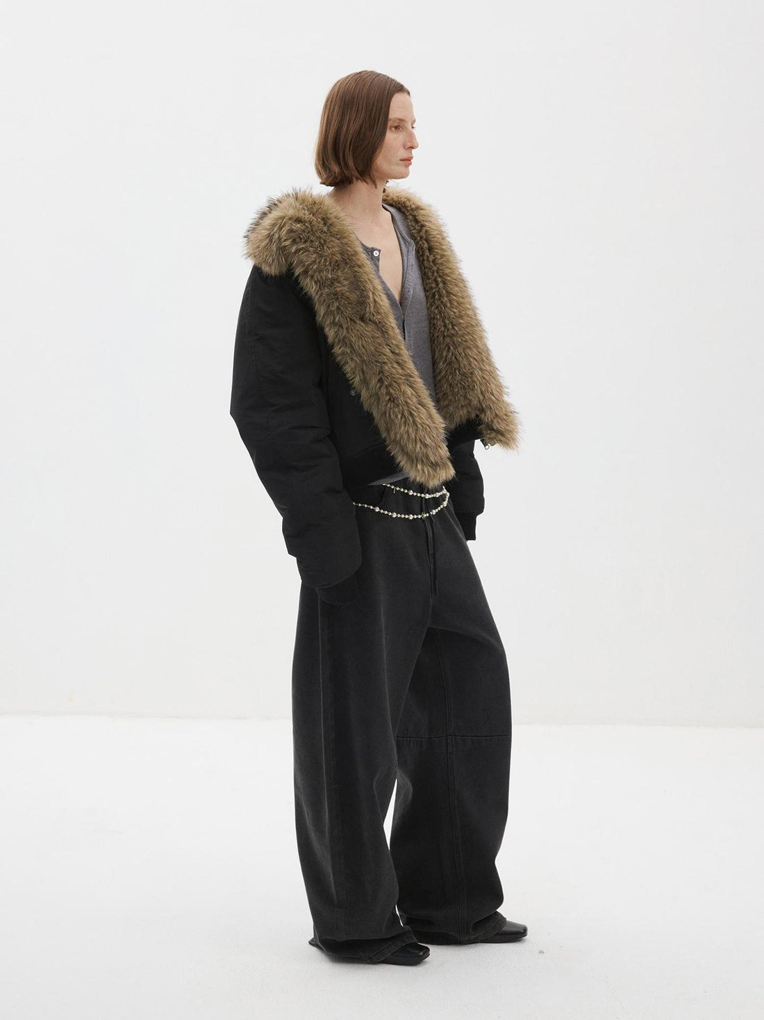 Delivery Reversible Faux Fur Long Sleeve Women&