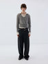 Delivery_Rolled_Hem_V-neck_Wide_Rib_Waist_Cinched_Knit_Women&