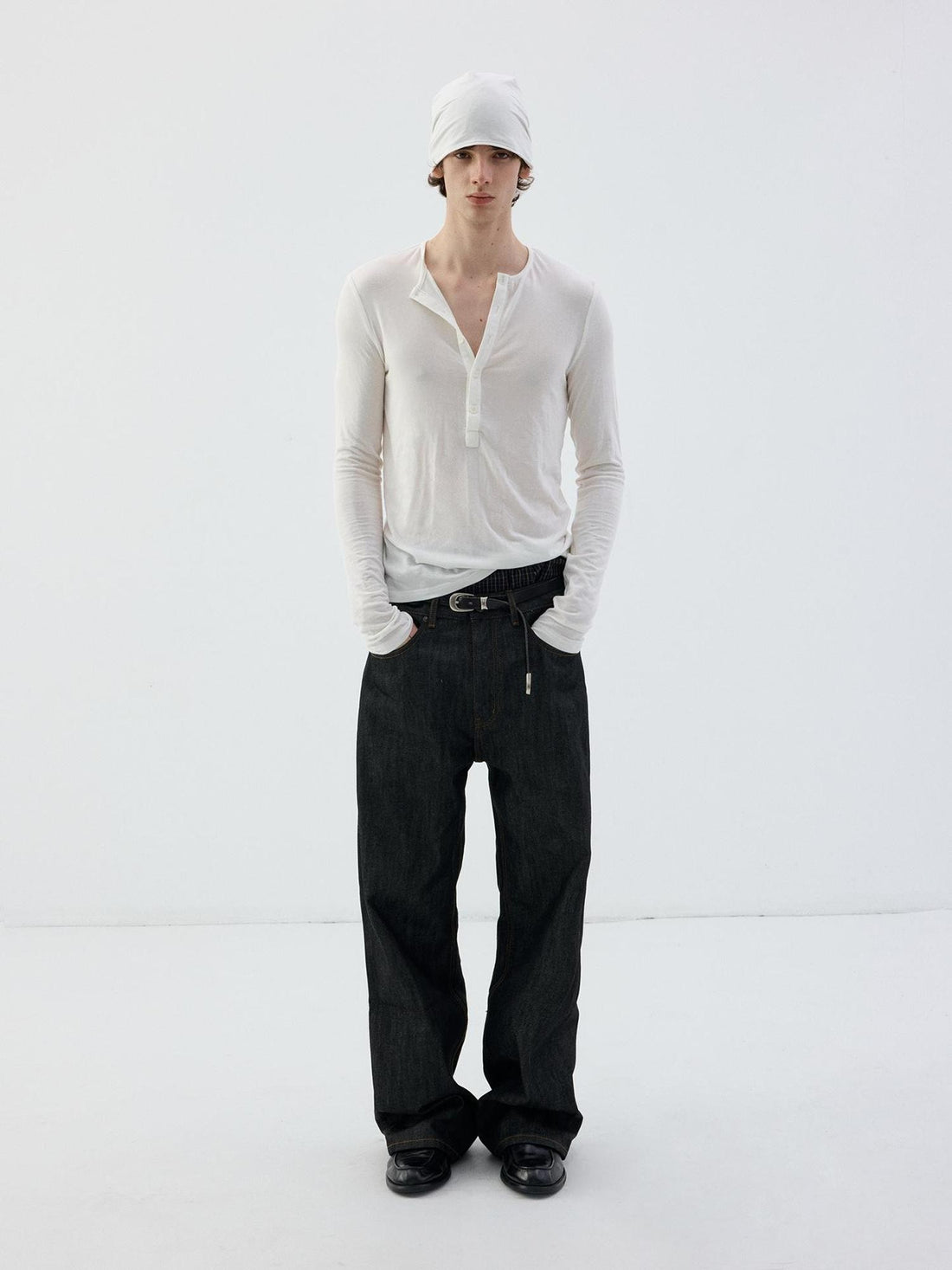 Delivery Slim Fit Henley Neck Lyocell Wool Women&