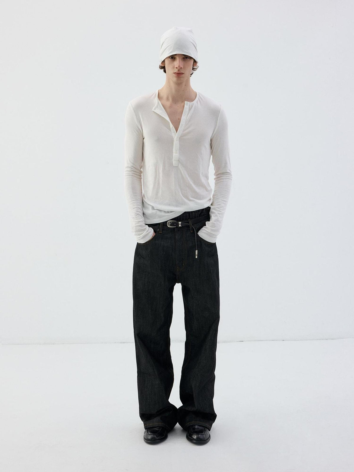 Delivery Slim Fit Henley Neck Lyocell Wool Women&