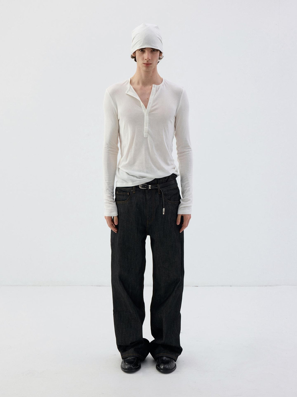 Delivery Slim Fit Henley Neck Lyocell Wool Women&