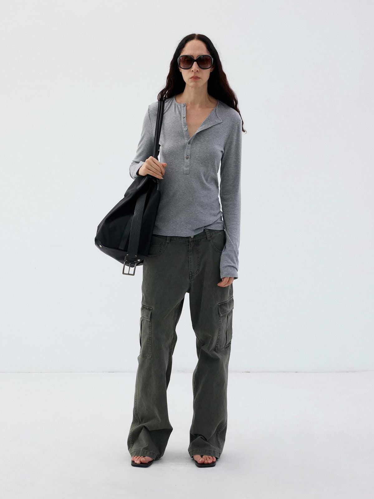 Delivery Slim Fit Henley Neck Lyocell Wool Women&