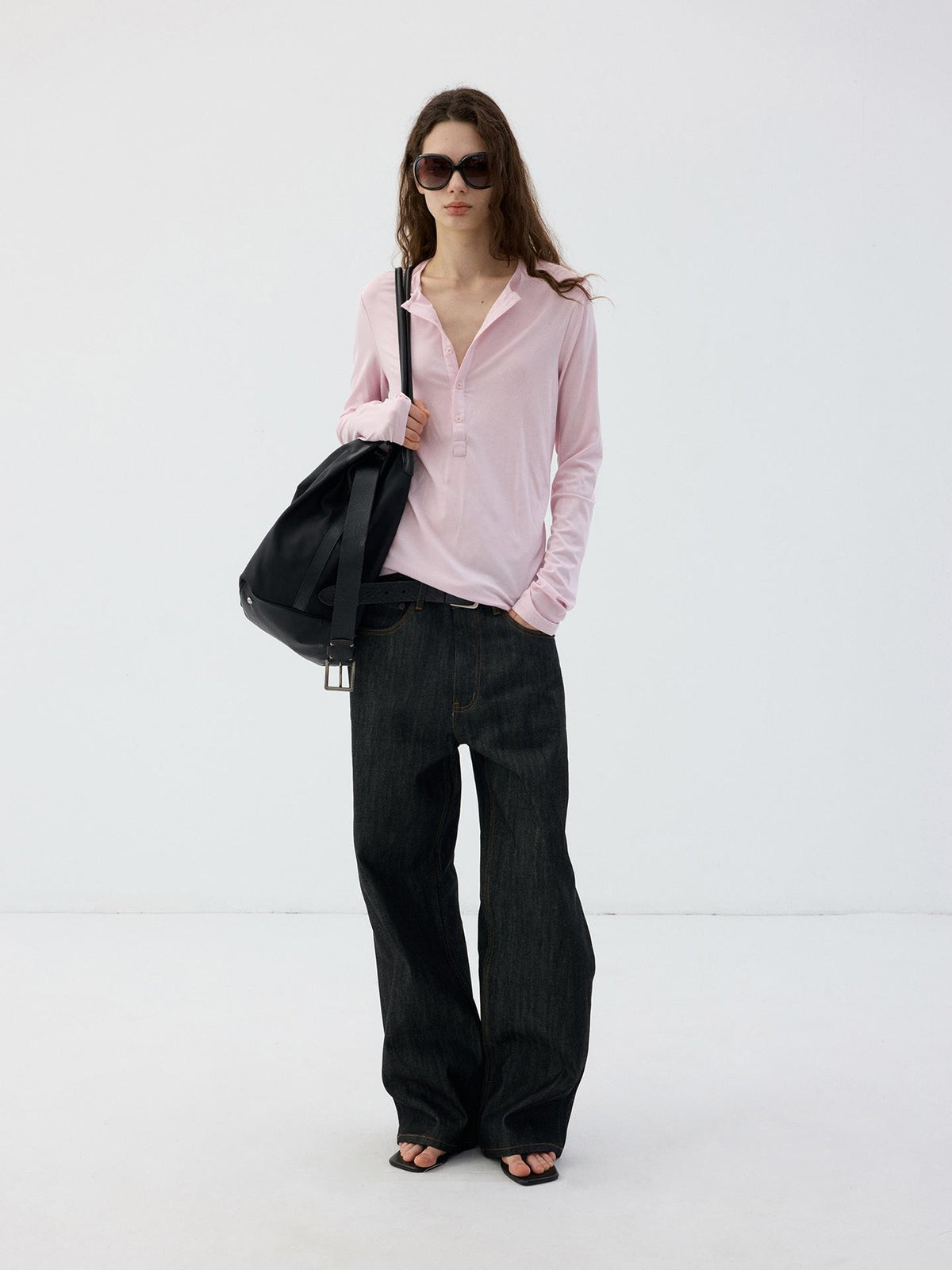 Delivery Slim Fit Henley Neck Lyocell Wool Women&