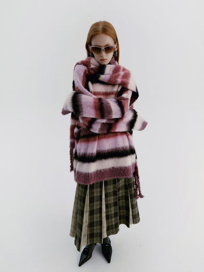 Delivery Soft Pink Brushed Striped Crewneck Women&