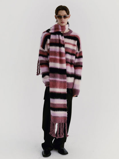 Delivery Soft Pink Brushed Striped Crewneck Women&