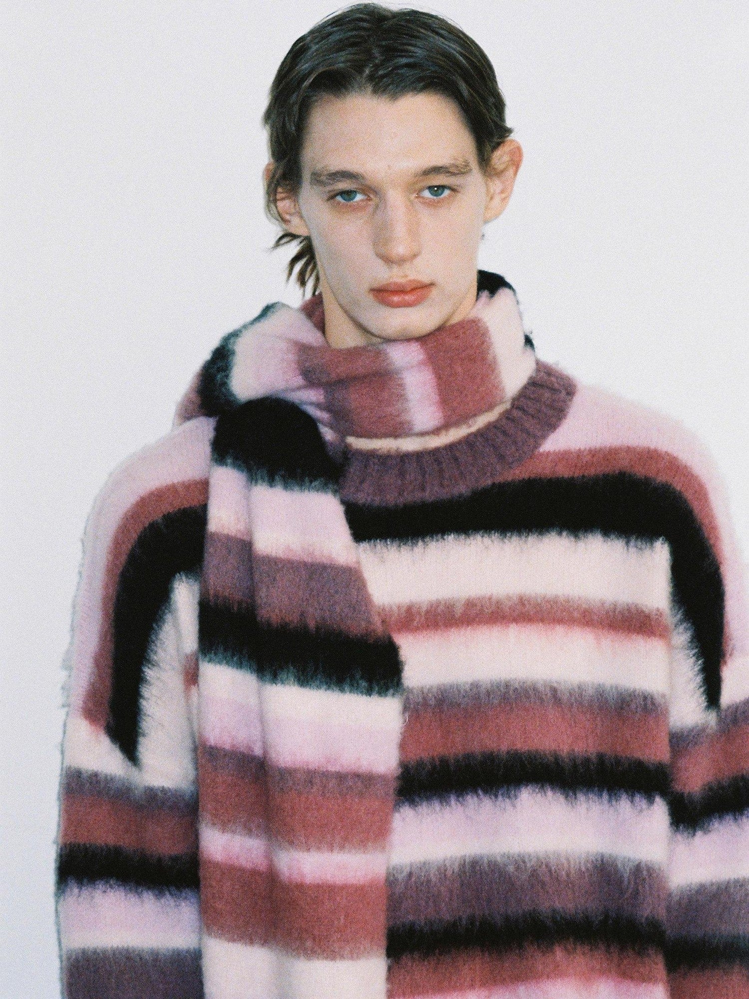 Delivery Soft Pink Brushed Striped Crewneck Women&