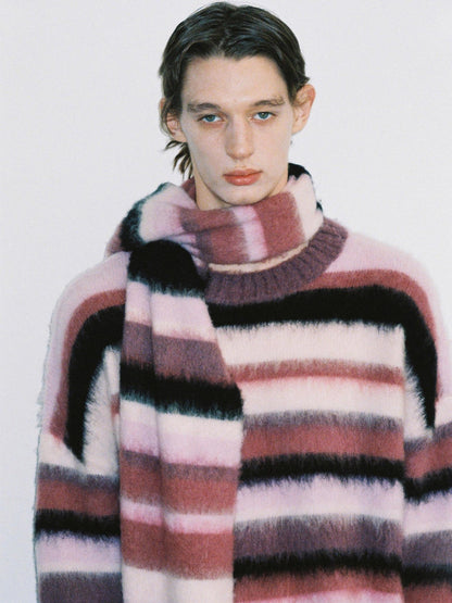 Delivery Soft Pink Brushed Striped Crewneck Women&