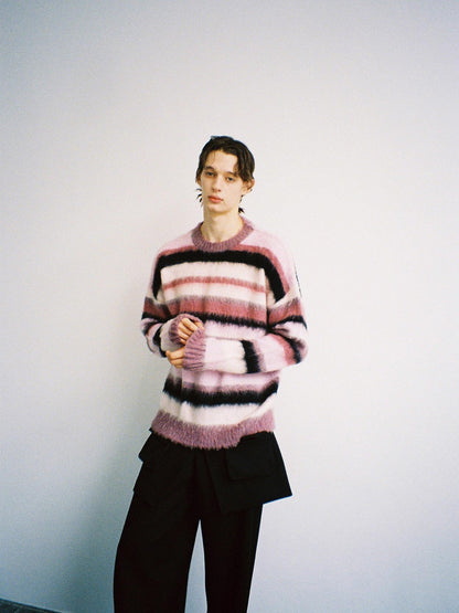 Delivery Soft Pink Brushed Striped Crewneck Women&