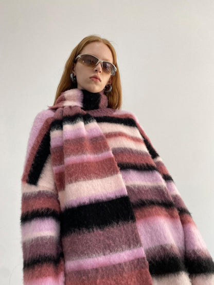 Delivery Soft Pink Brushed Striped Crewneck Women&