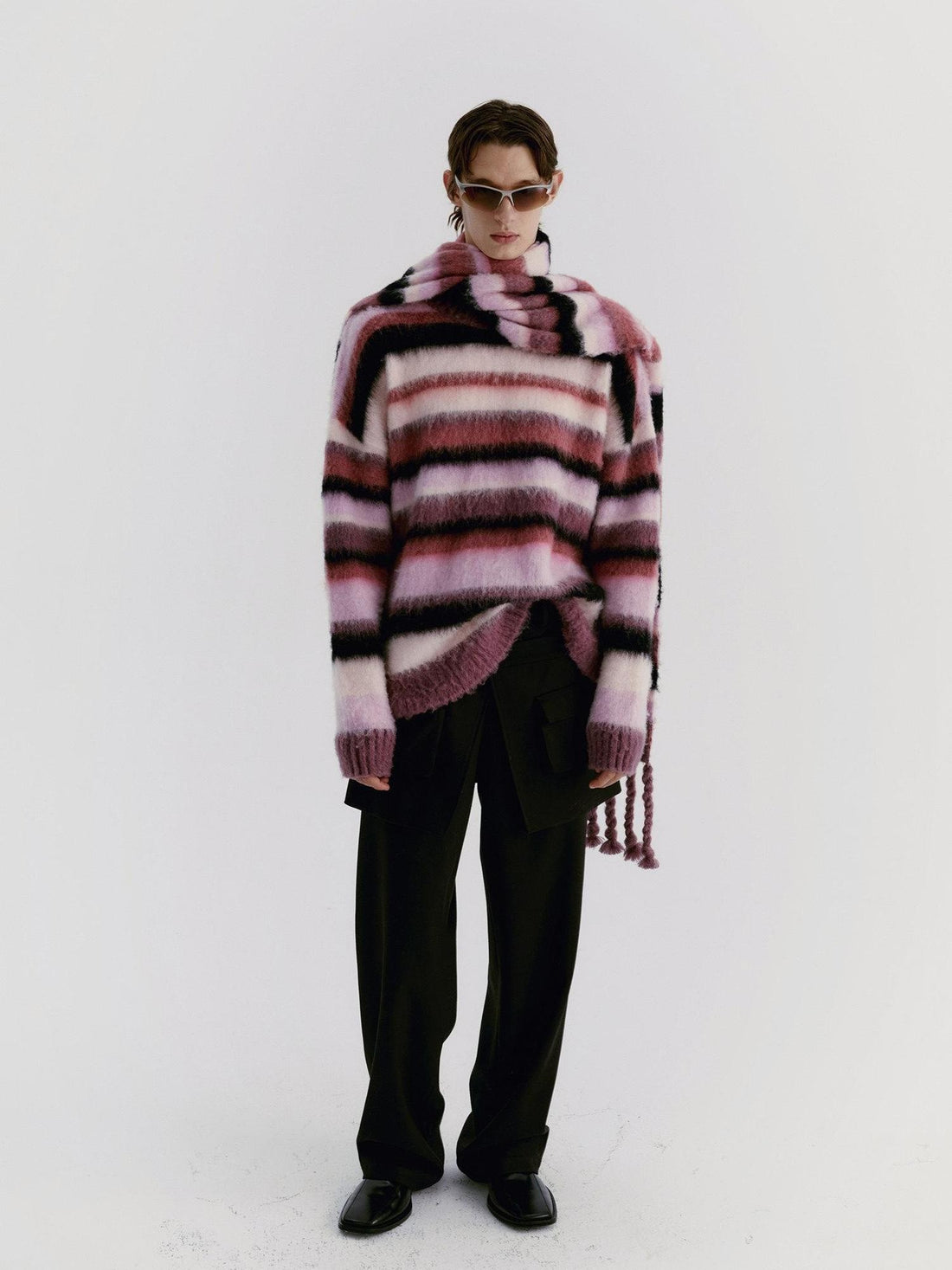 Delivery Soft Pink Brushed Striped Crewneck Women&