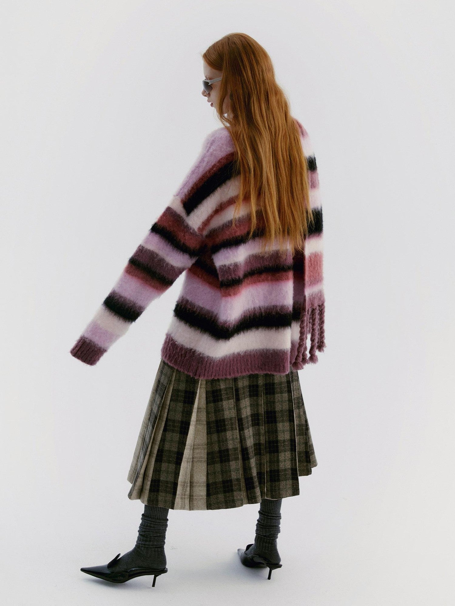Delivery Soft Pink Brushed Striped Crewneck Women&
