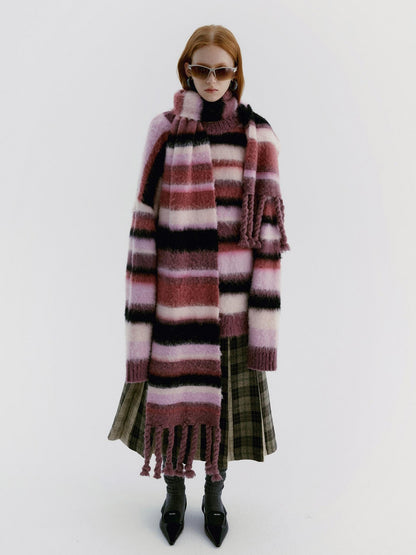 Delivery Soft Pink Brushed Striped Crewneck Women&