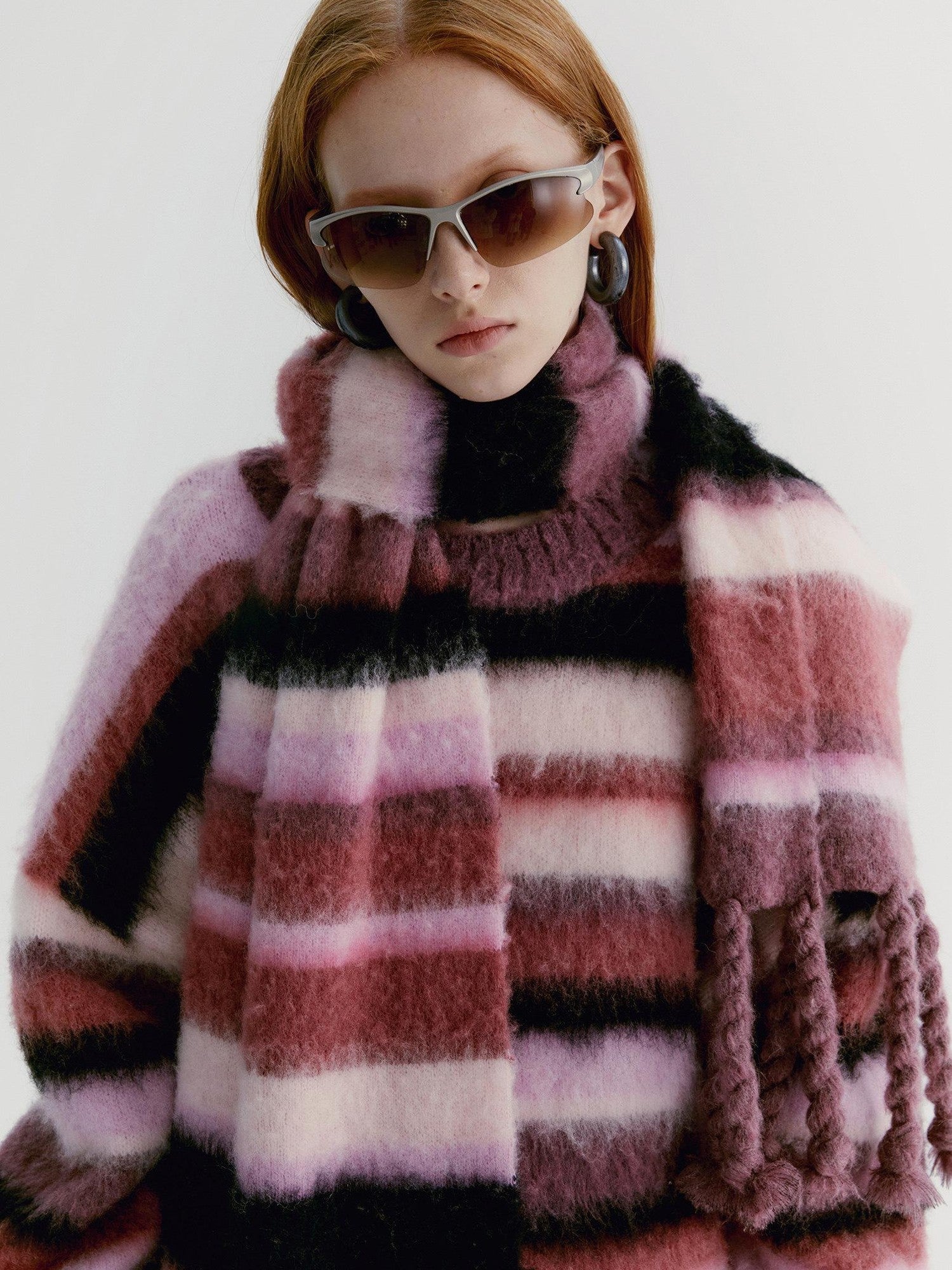 Delivery Soft Pink Brushed Striped Crewneck Women&