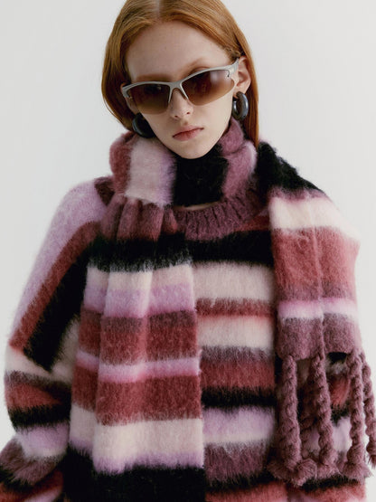 Delivery Soft Pink Brushed Striped Crewneck Women&