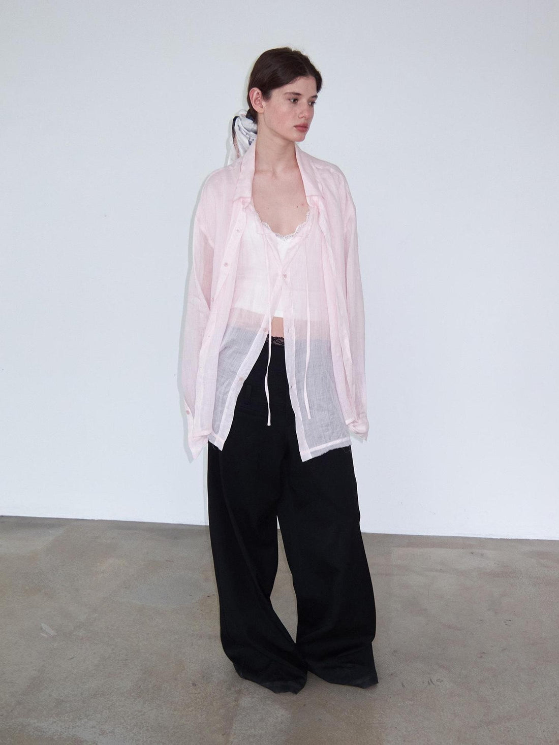 Delivery Soft Pink Loose Layered Faux Two Piece Women&