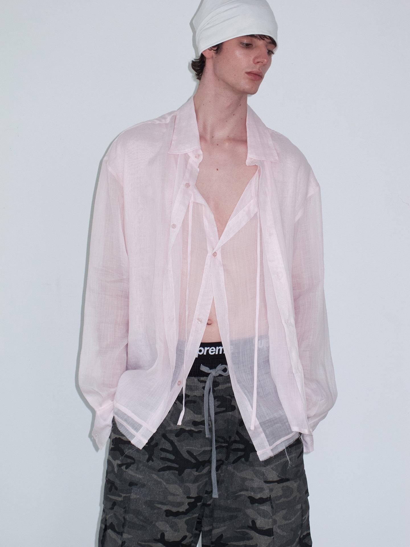 Delivery Soft Pink Loose Layered Faux Two Piece Women&