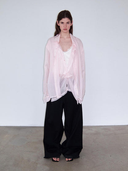 Delivery Soft Pink Loose Layered Faux Two Piece Women&