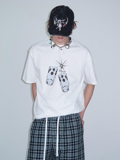 Delivery Strawberry Print White T-shirt Loose Fit Cotton Casual Summer Tee