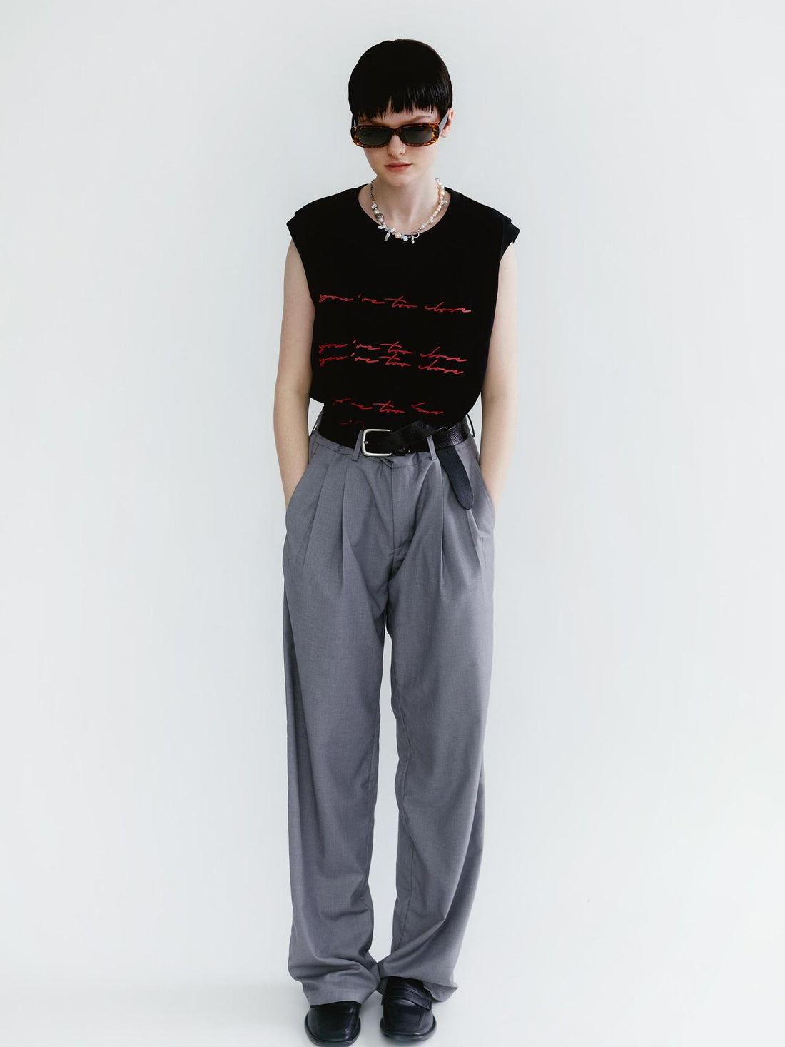 Delivery Street Print Sleeveless Tee Relaxed Fit Vest