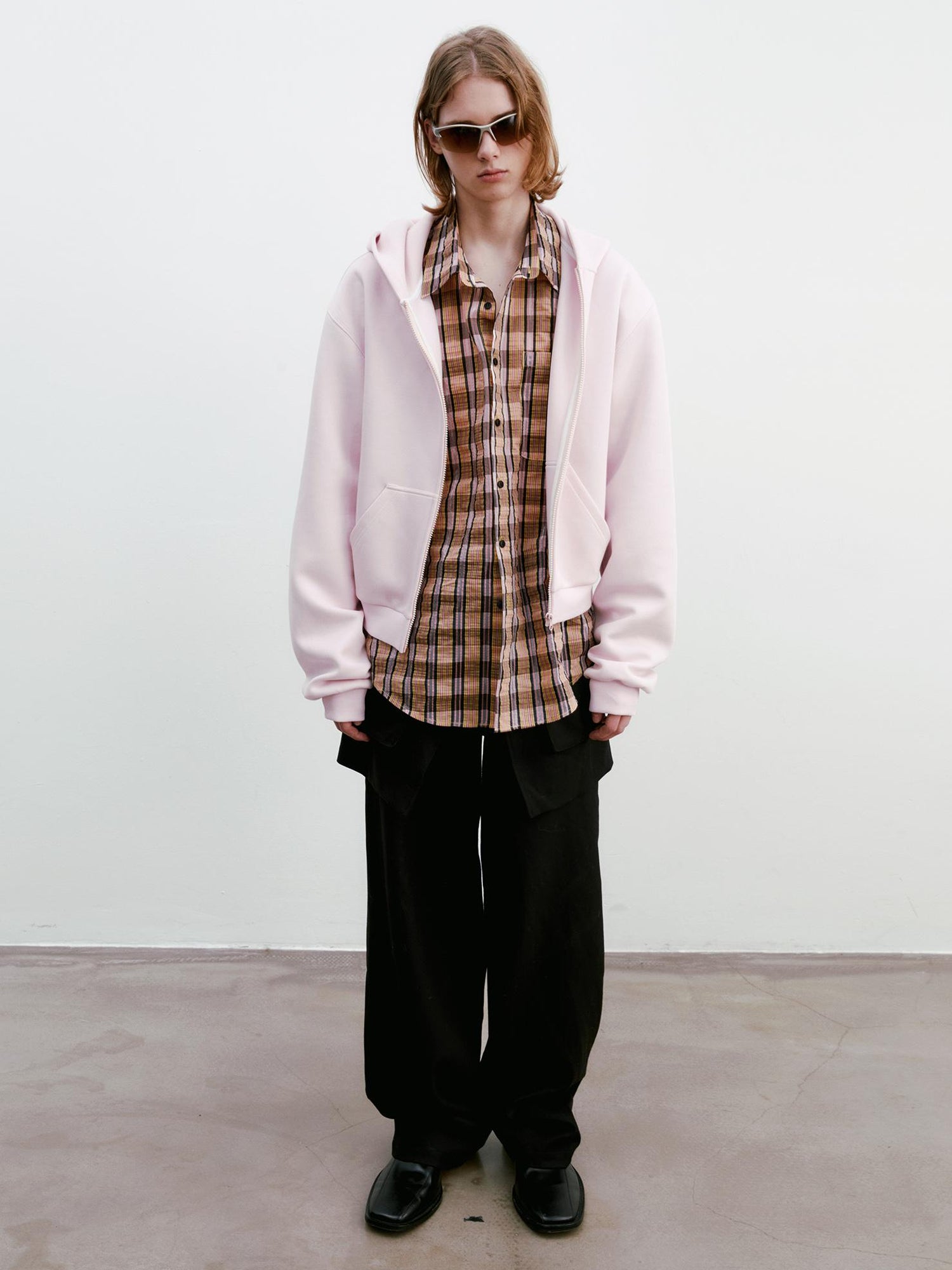 Delivery Textured Bubble Yarn Checkered Shirt With Sheen