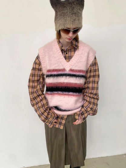 Textured Bubble Yarn Checkered Shirt With Sheen