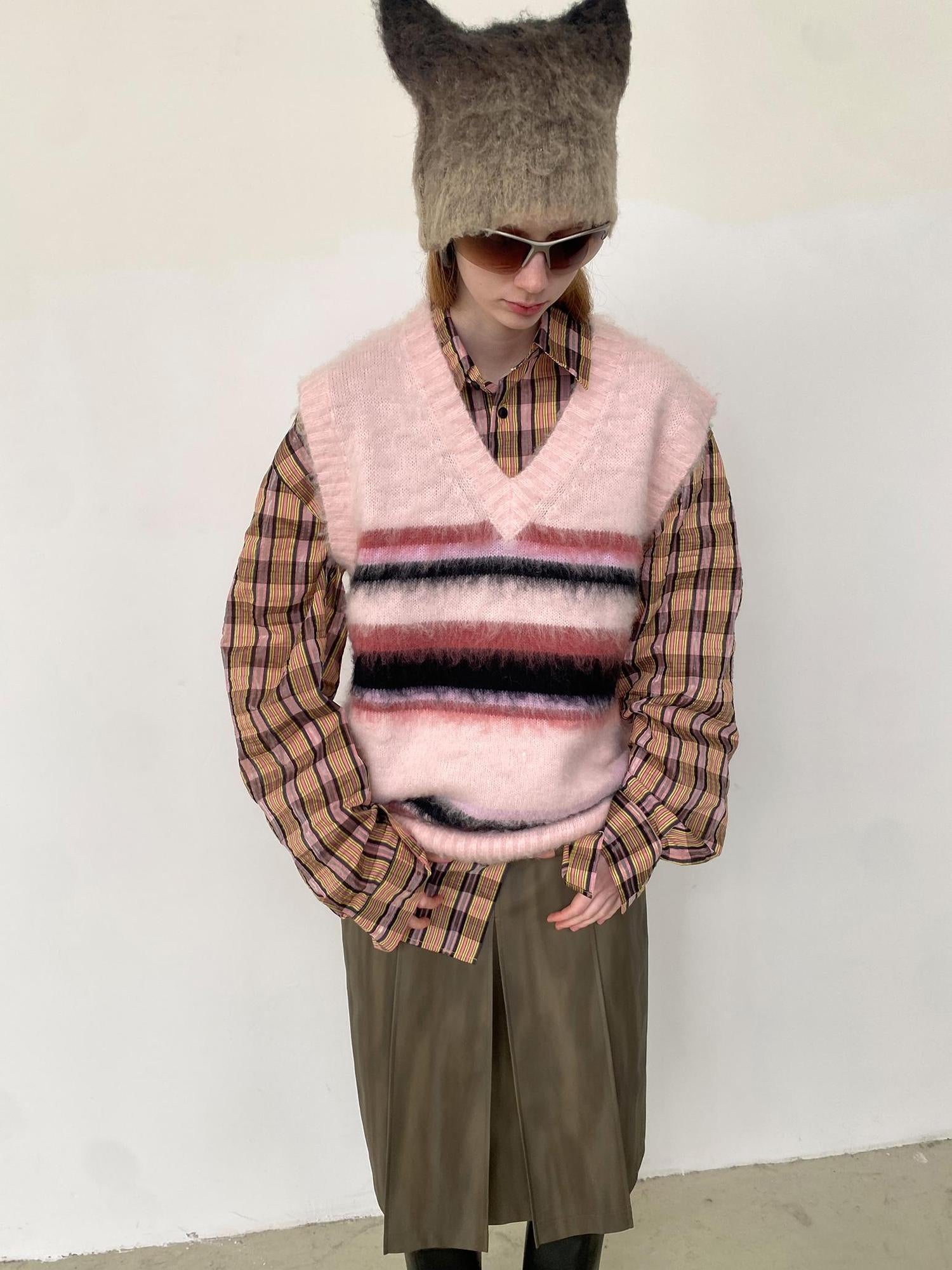 Delivery Textured Bubble Yarn Checkered Shirt With Sheen