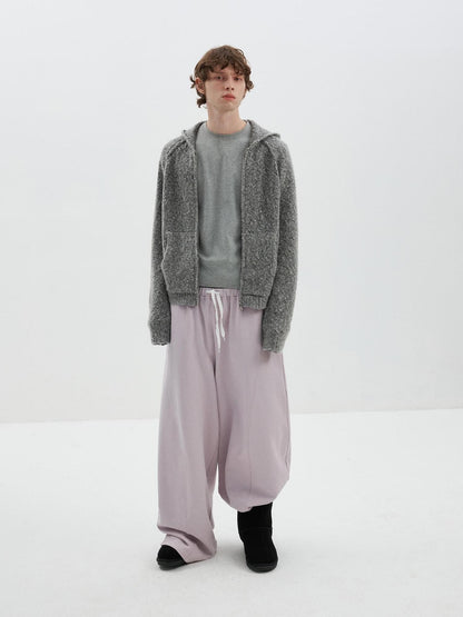 Delivery Textured Knit Hooded Zip Loose Women&