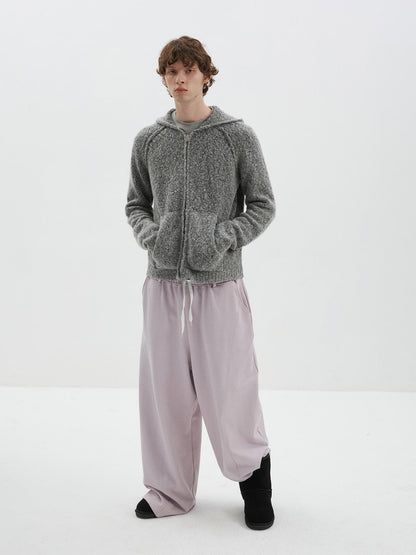 Delivery Textured Knit Hooded Zip Loose Women&
