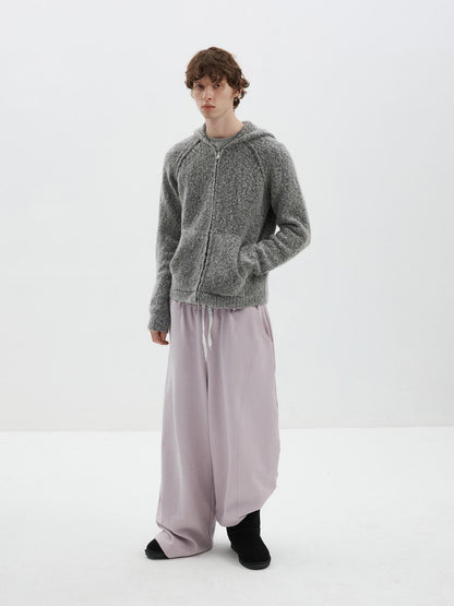 Delivery Textured Knit Hooded Zip Loose Women&