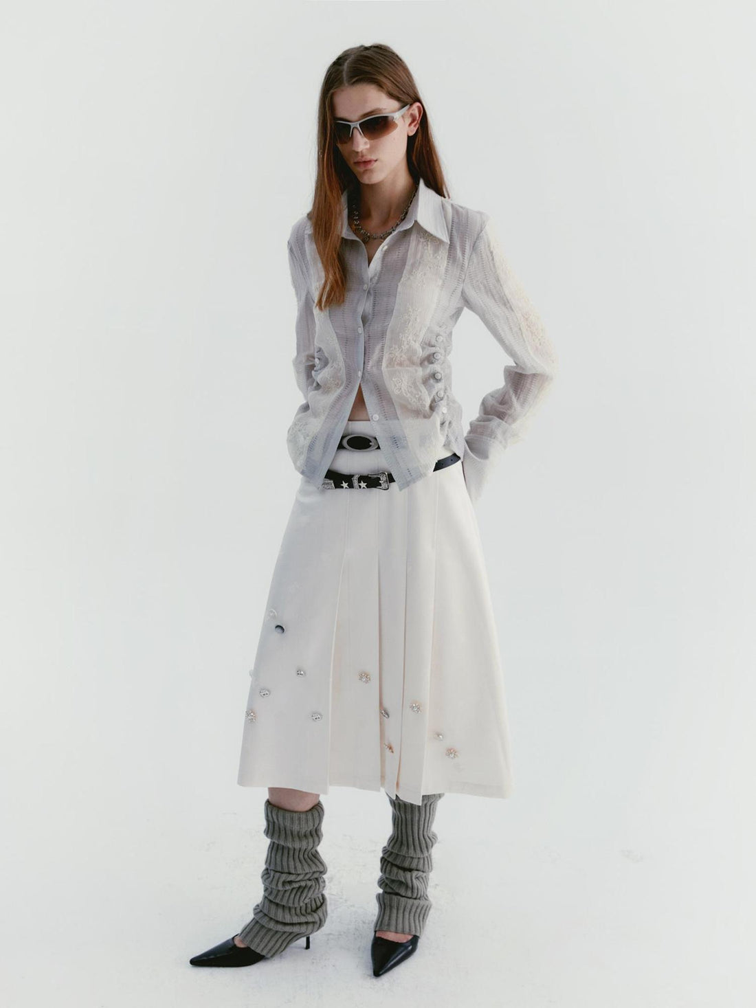 Delivery Textured Linen Blend Embroidered Slim Shirt