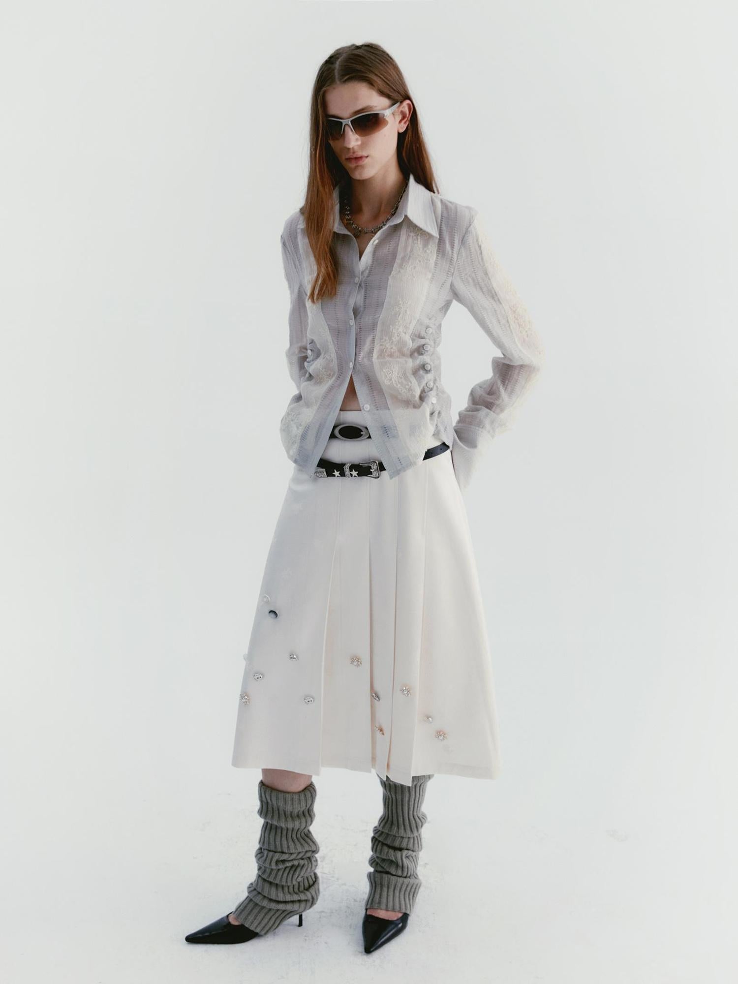 Delivery Textured Linen Blend Embroidered Slim Shirt