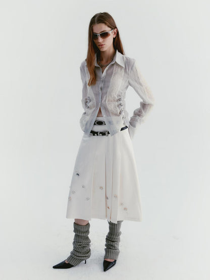 Delivery Textured Linen Blend Embroidered Slim Shirt