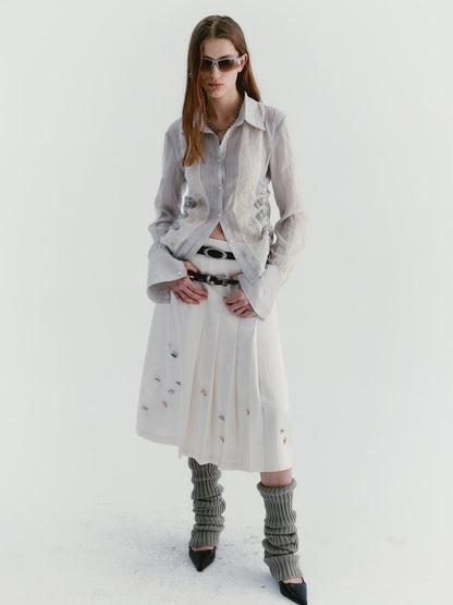 Delivery Textured Linen Blend Embroidered Slim Shirt