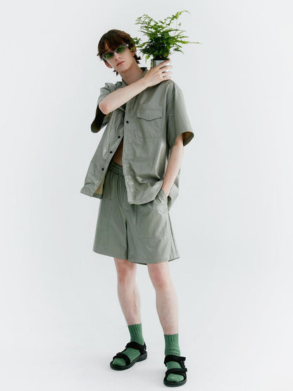 Delivery Twisted Mint Pu Wrinkle V-neck T-shirt Long Sleeve