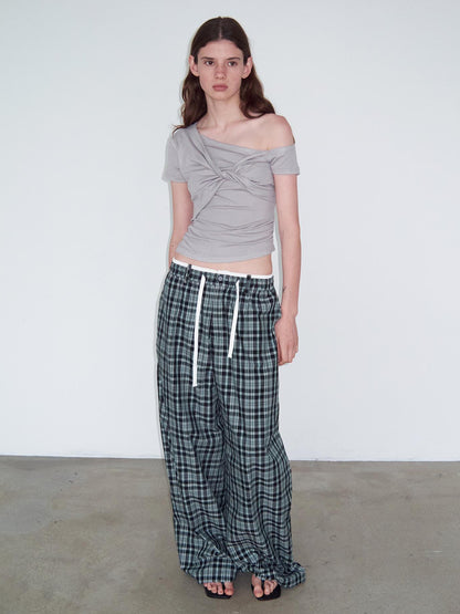 Delivery Twisted Shoulder Grey Cropped Tee