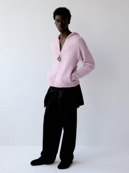 Delivery Unisex Hooded Zip Up Sweater In Purple Loop Yarn
