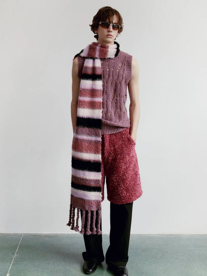 V-Neck Grape Purple Cutout Mohair Wool Vest