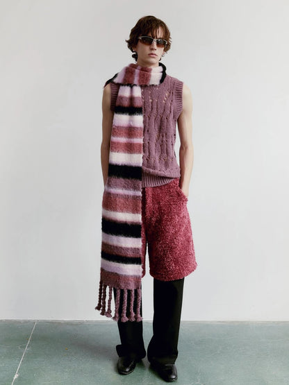 V-Neck Grape Purple Cutout Mohair Wool Vest