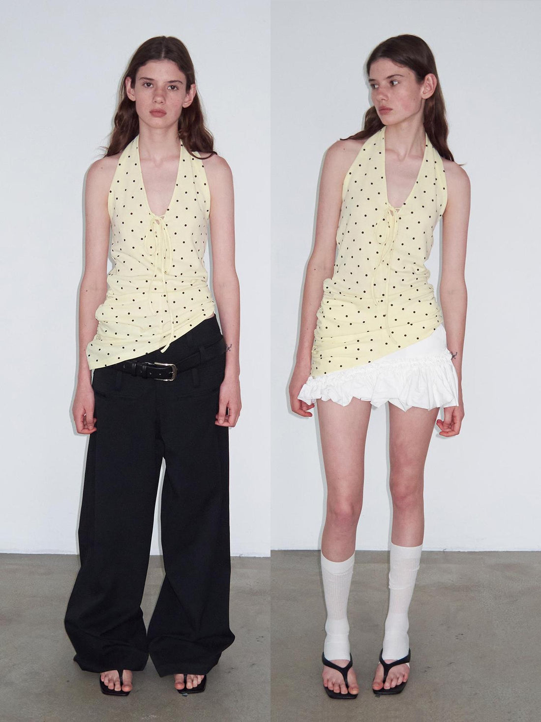 Delivery V-Neck Polka Dot Backless Knit Camisole Top