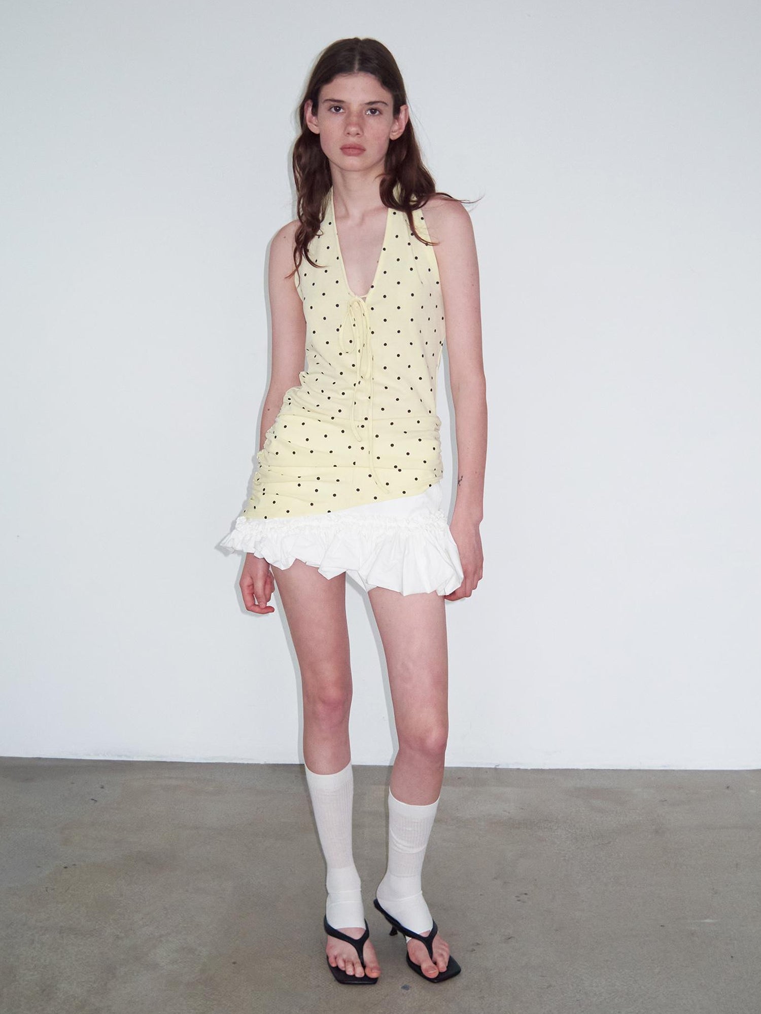 Delivery V-Neck Polka Dot Backless Knit Camisole Top