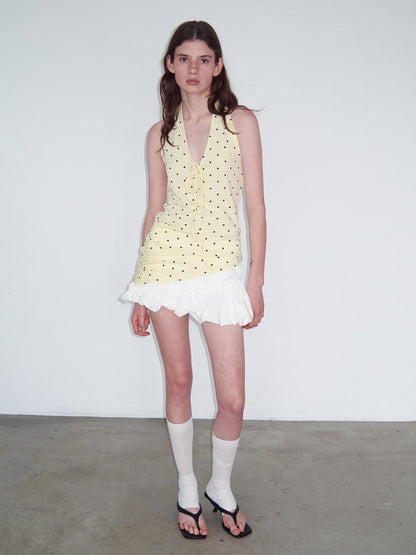 Delivery V-Neck Polka Dot Backless Knit Camisole Top
