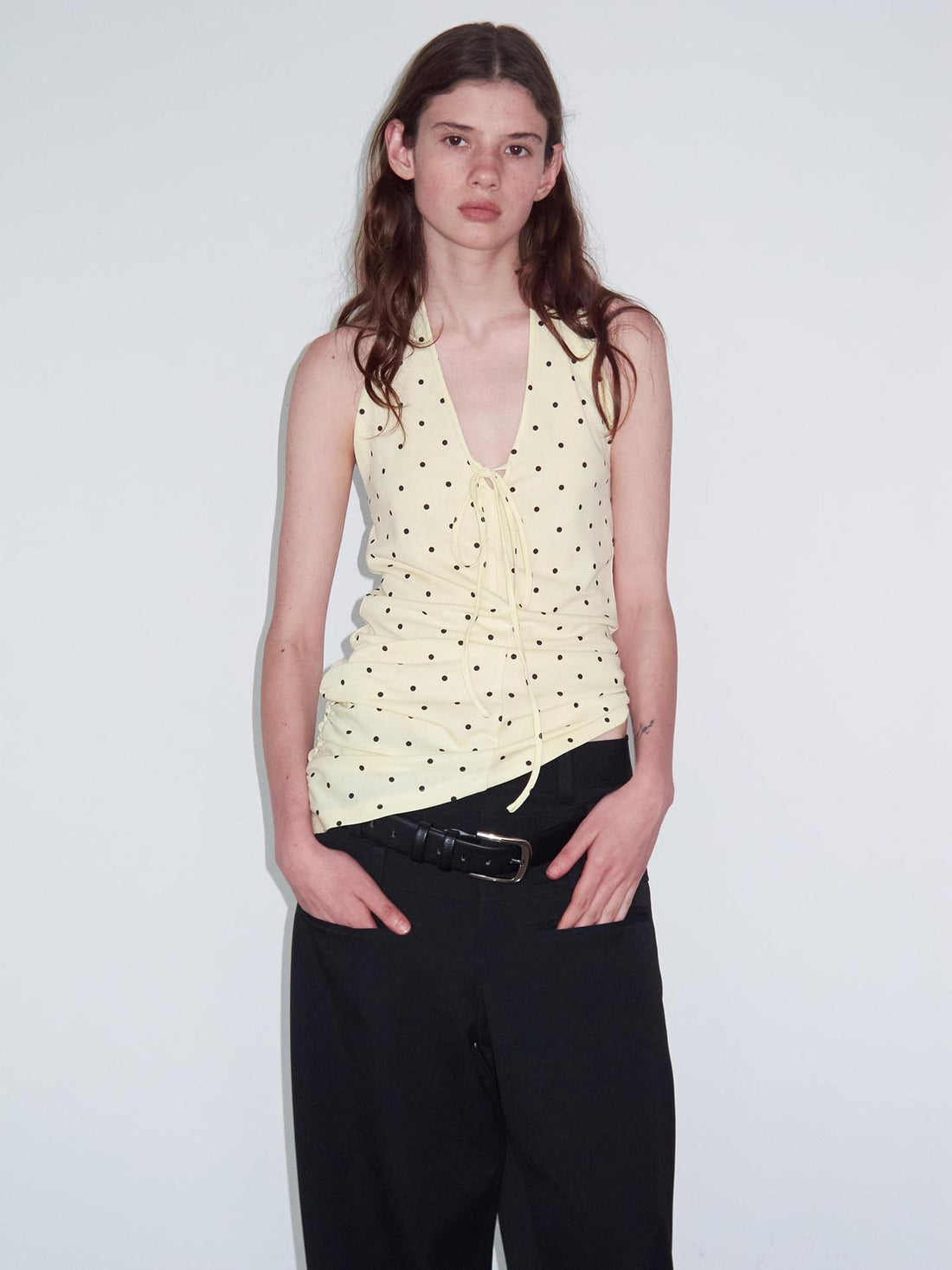 Delivery V-Neck Polka Dot Backless Knit Camisole Top