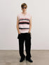 Delivery V-neck Cable Knit Wool Vest In Pale Pink Stripes